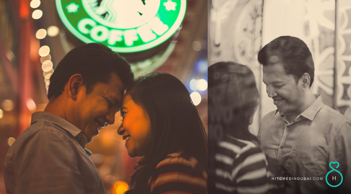 prewedding shoot at Starbucks Cafe Dubai