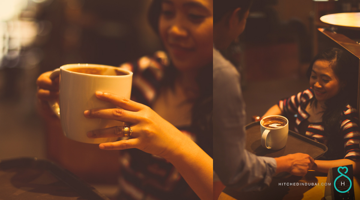 prewedding shoot at Starbucks Cafe Dubai
