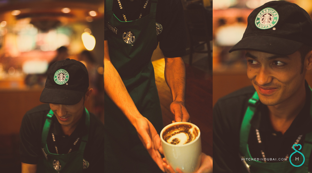 prewedding shoot at Starbucks Cafe Dubai
