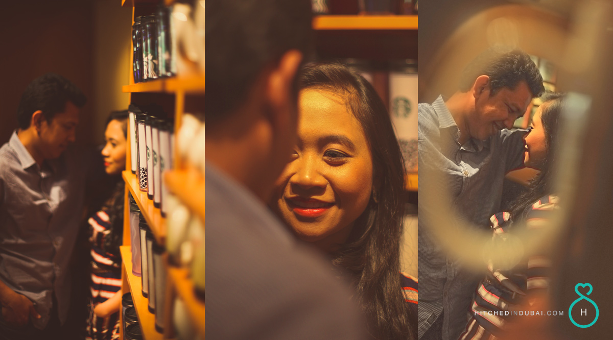 prewedding shoot at Starbucks Cafe Dubai