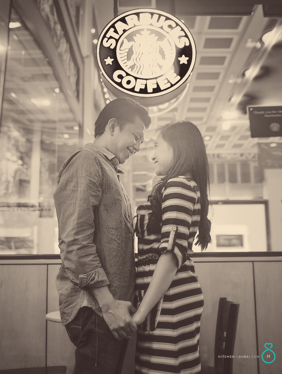 prewedding shoot at Starbucks Cafe Dubai